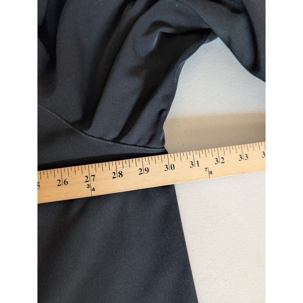 Gallery Woman Black Longline Trench Coat Collared Button Front Plus Size 3X - Picture 8 of 11